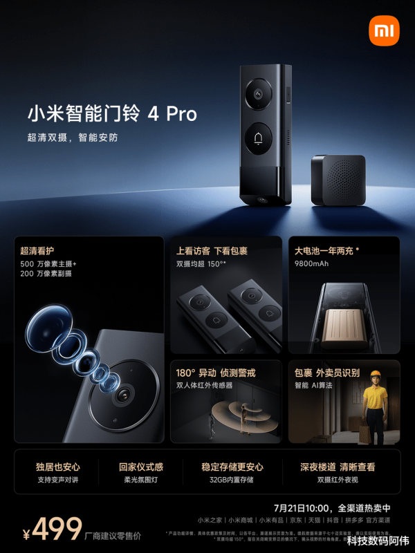 股票交易配资 小米智能门铃4/Pro开售: 只贵200块, 多出来的这份安全感值不值?